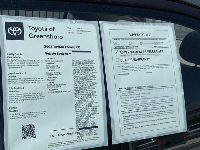Used 2003 Toyota Corolla CE FWD image 32