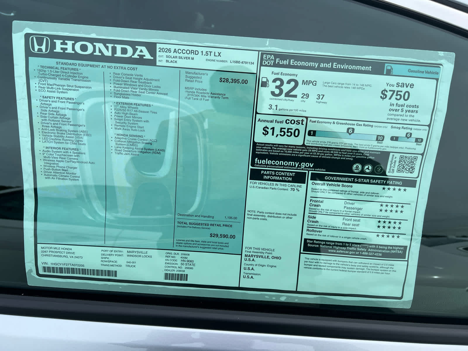 New 2026 Honda Accord LX image 19