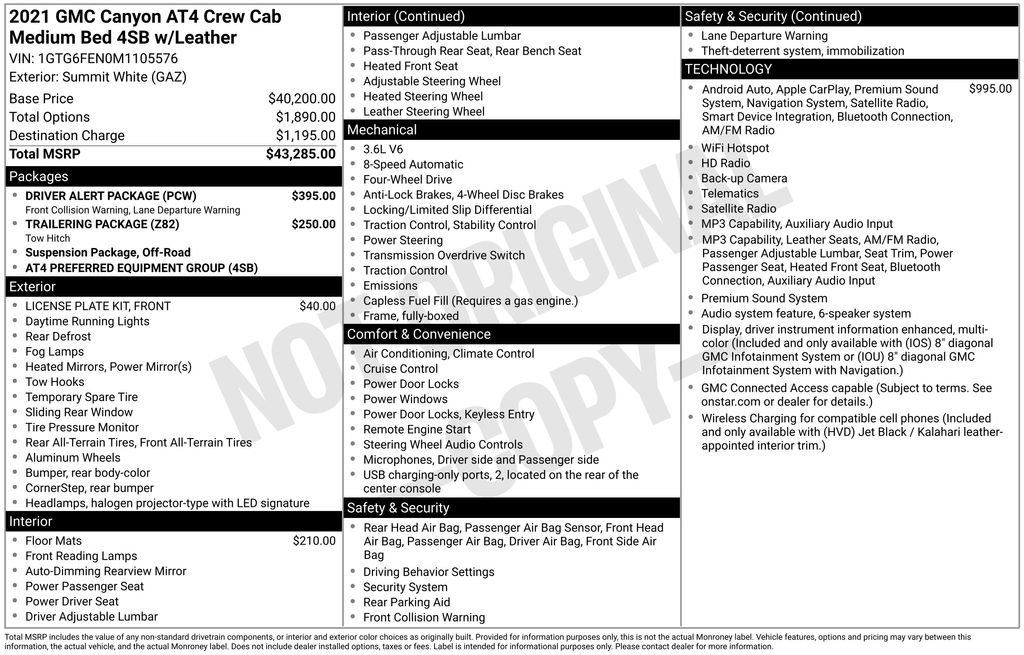 Used 2021 GMC Canyon AT4 w/ Driver Alert Package AWD/4WD image 41
