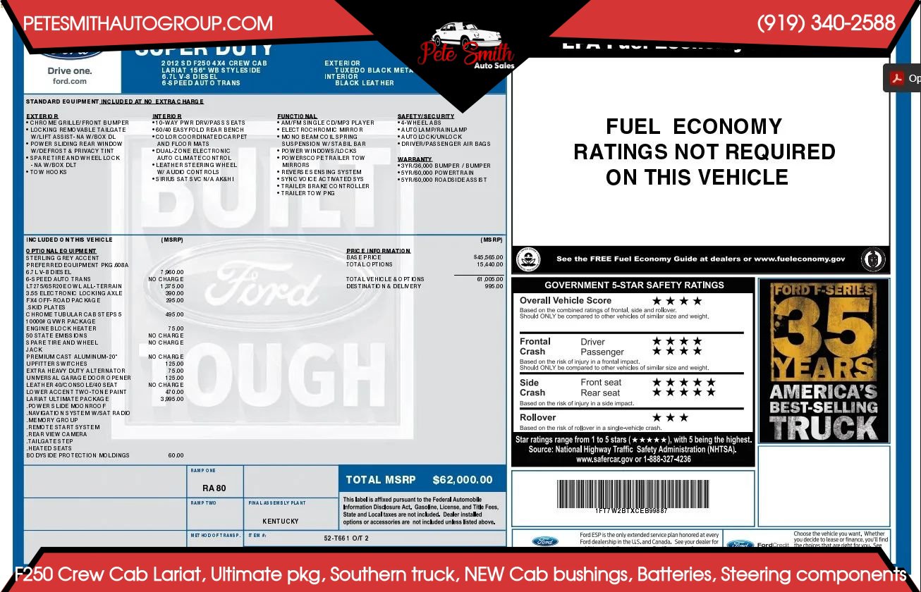 Used 2012 Ford F250 Lariat w/ Lariat Ultimate Pkg AWD/4WD image 46