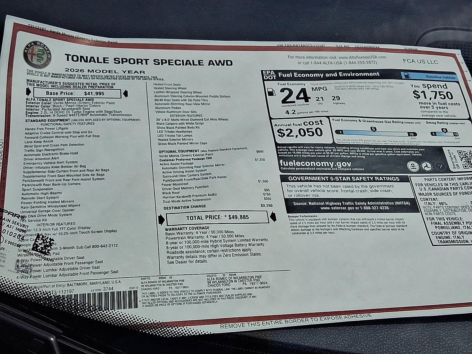 New 2026 Alfa Romeo Tonale w/ Active Assist Package AWD/4WD image 19