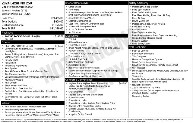 Used 2024 Lexus NX 250 FWD w/ Towing Package (2000 Lbs) image 7