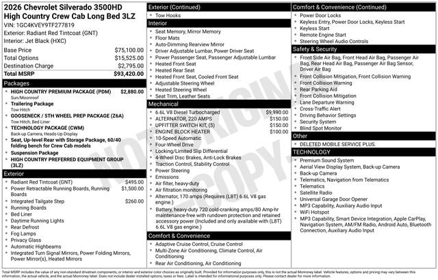 New 2026 Chevrolet Silverado 3500 High Country w/ High Country Premium Package AWD/4WD image 4