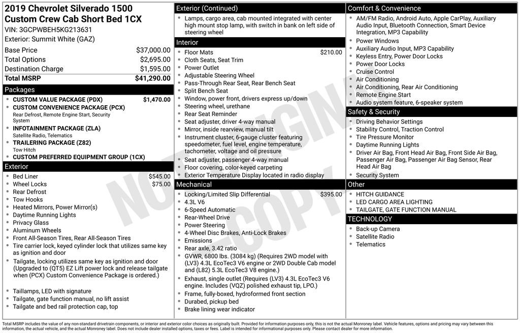 Used 2019 Chevrolet Silverado 1500 Custom w/ Custom Value Package RWD image 17
