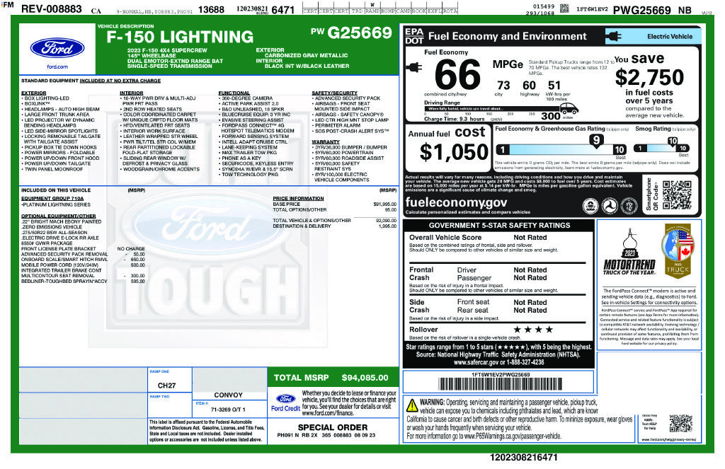 Certified 2023 Ford F150 Lightning Platinum AWD/4WD image 6