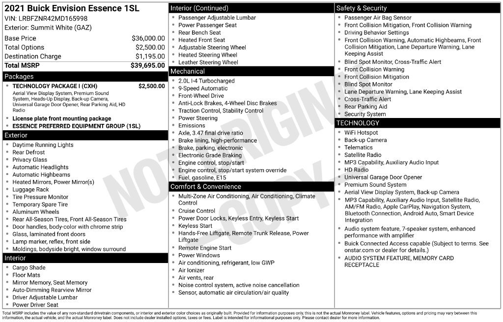 Used 2021 Buick Envision Essence w/ Technology Package I FWD image 26