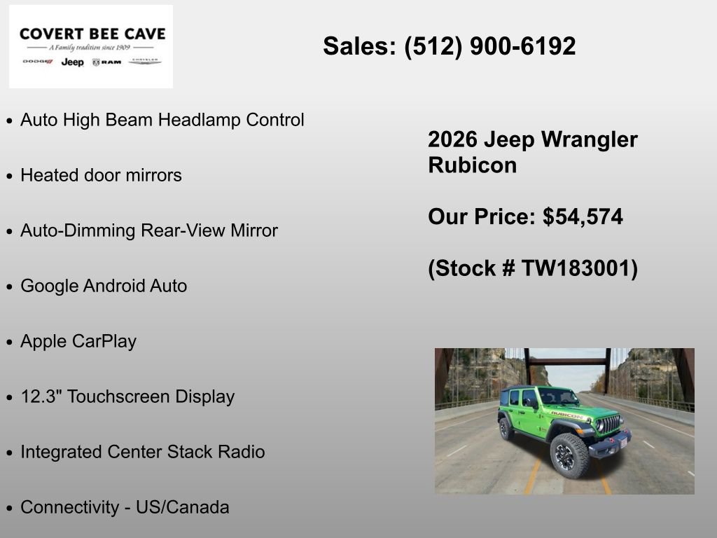 New 2026 Jeep Wrangler Unlimited Rubicon w/ Safety Group AWD/4WD image 30