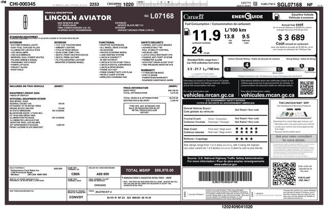 Used 2025 Lincoln Aviator Reserve w/ Jet Appearance Package AWD/4WD image 2