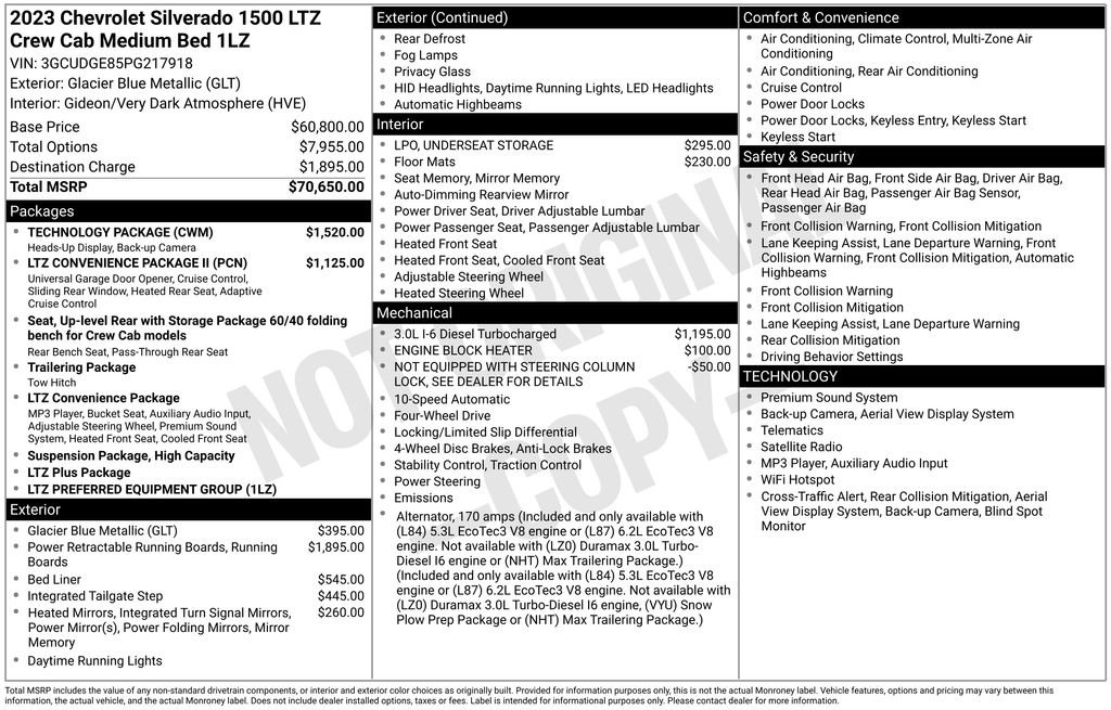 Used 2023 Chevrolet Silverado 1500 LTZ w/ Technology Package AWD/4WD image 2
