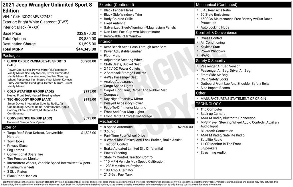Used 2021 Jeep Wrangler Unlimited Sport AWD/4WD image 19