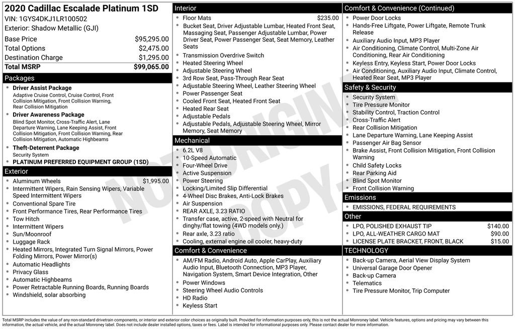 Certified 2020 Cadillac Escalade Platinum image 4