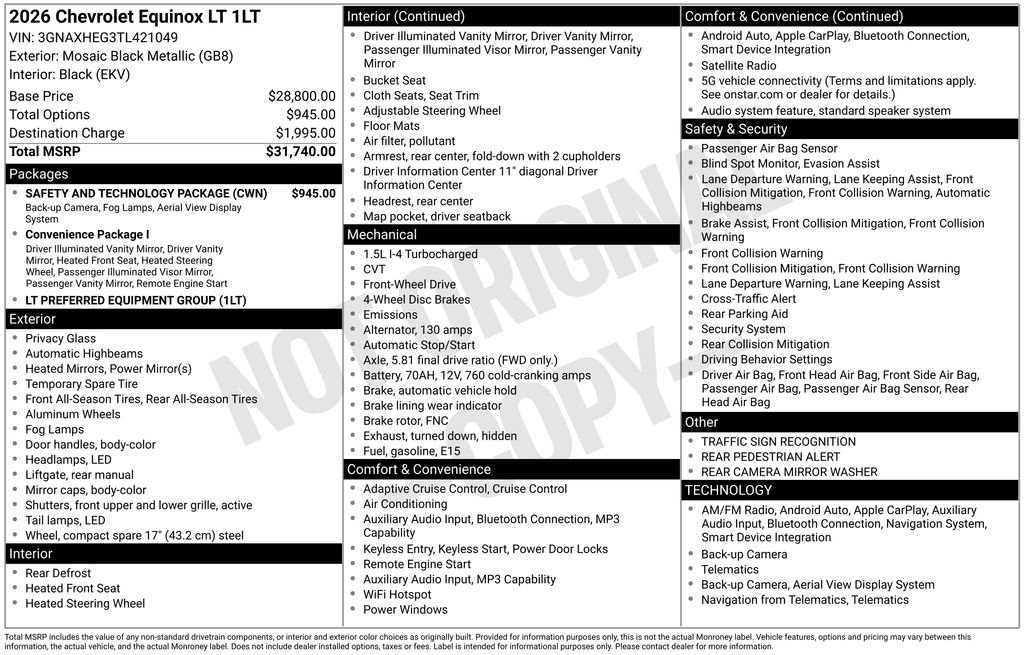 New 2026 Chevrolet Equinox LT w/ Safety and Technology Package FWD image 32