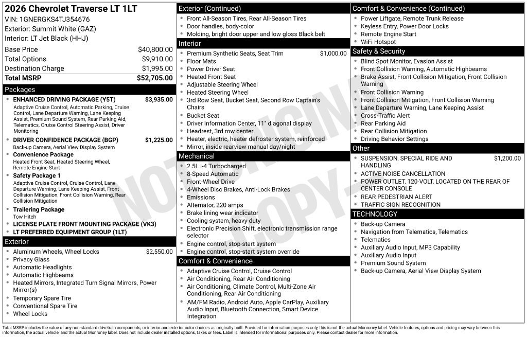New 2026 Chevrolet Traverse LT w/ Enhanced Driving Package FWD image 8