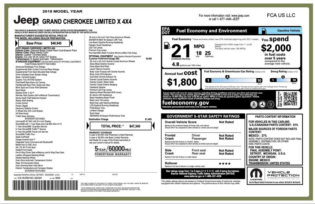 Certified 2019 Jeep Grand Cherokee Limited X AWD/4WD image 3