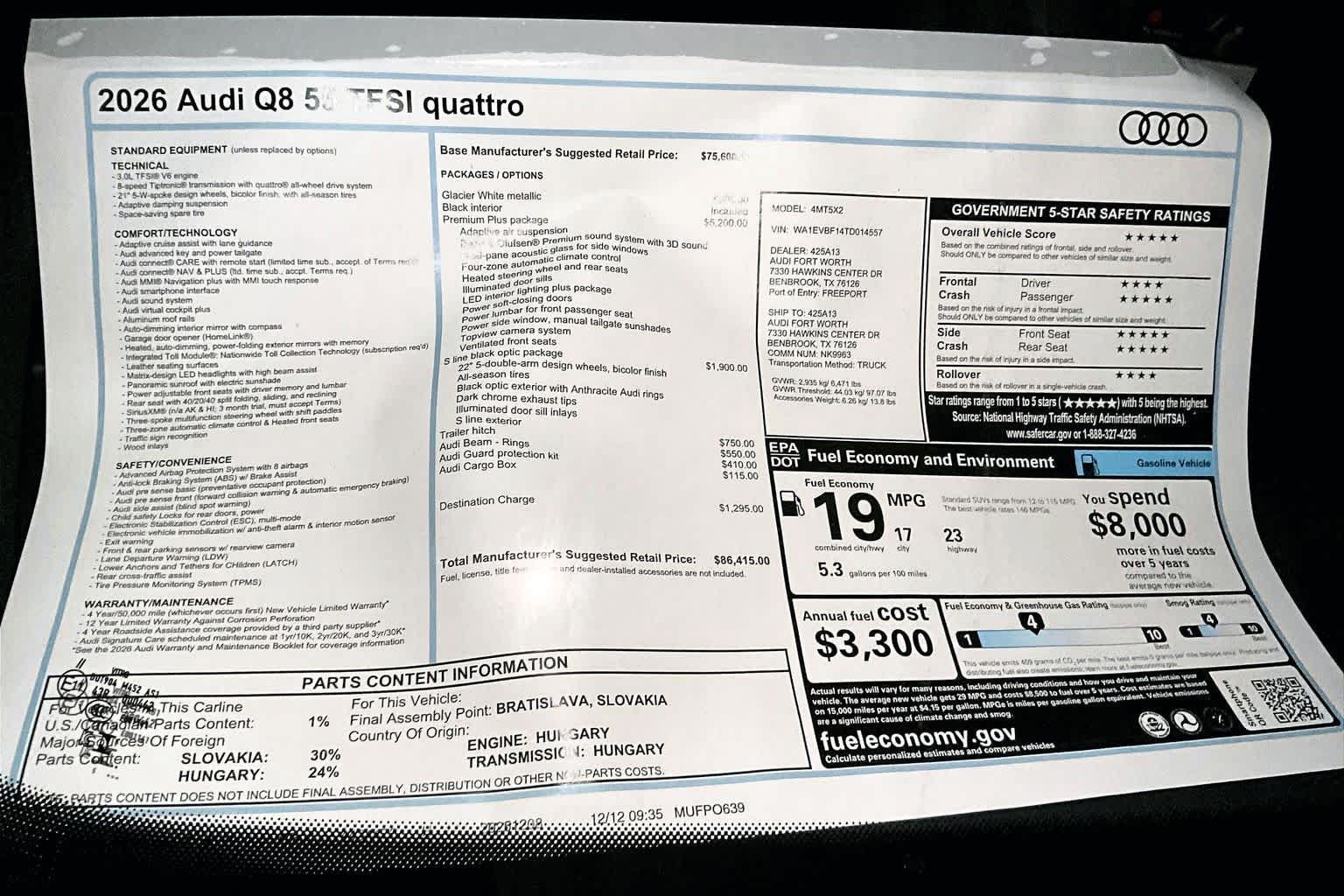 New 2026 Audi Q8 Premium Plus AWD/4WD image 13