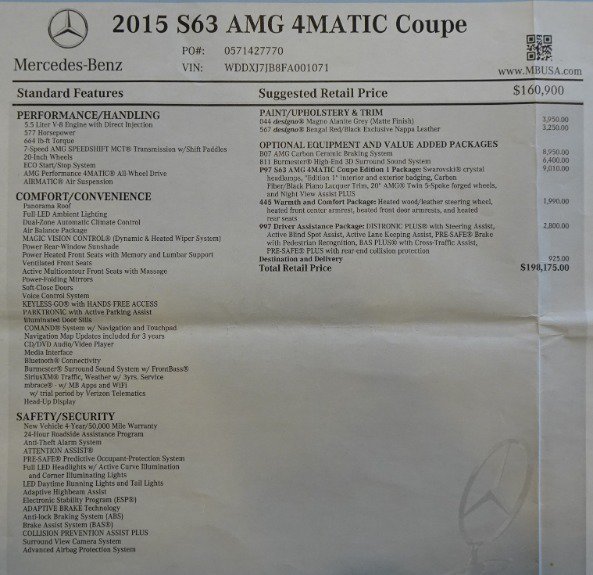 Used 2015 Mercedes-Benz S 63 AMG 4MATIC Coupe image 3