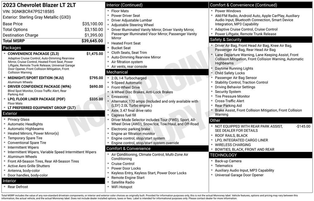Used 2023 Chevrolet Blazer LT w/ Convenience Package FWD image 5