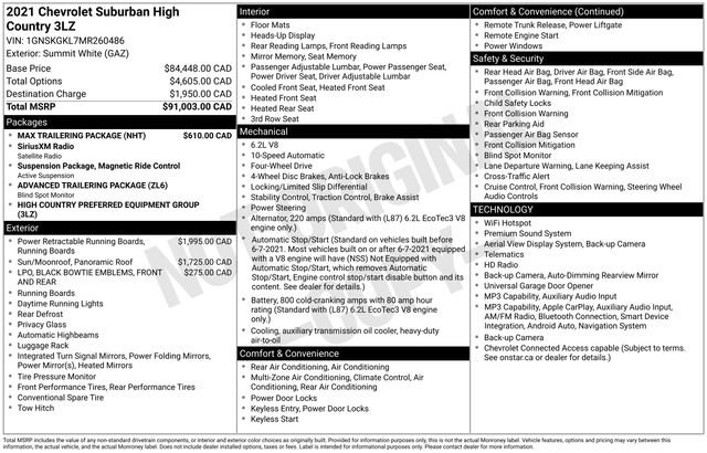 Used 2021 Chevrolet Suburban High Country w/ Max Trailering Package AWD/4WD image 4