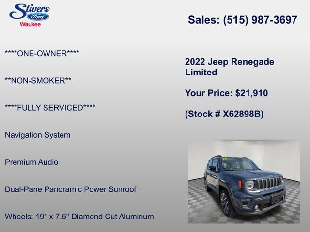 Used 2022 Jeep Renegade Limited w/ Sun, Sound & Wheels Group AWD/4WD image 16