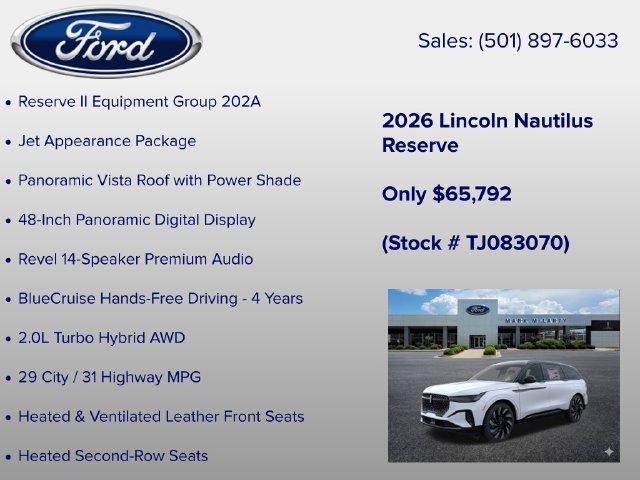 New 2026 Lincoln Nautilus Reserve w/ Jet Appearance Package AWD/4WD image 6