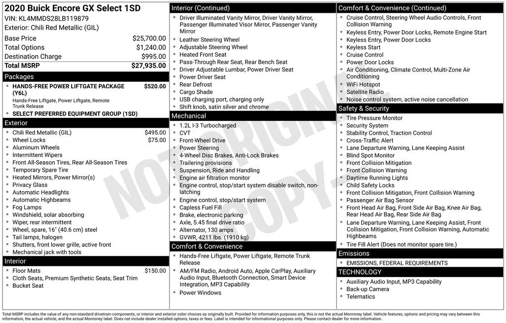 Certified 2020 Buick Encore GX Select image 35