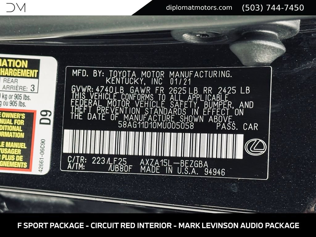 Used 2021 Lexus ES 250 F Sport w/ Accessory Package AWD/4WD image 50