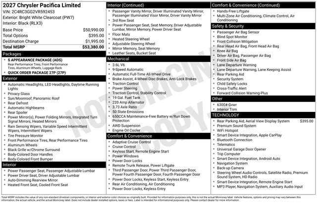 New 2027 Chrysler Pacifica Limited AWD/4WD image 3