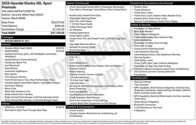 New 2026 Hyundai Elantra SEL Sport Premium FWD image 40