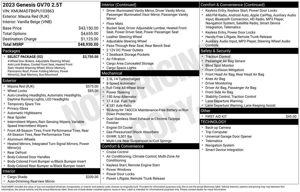 Used 2023 Genesis GV70 2.5T w/ Select Package image 29