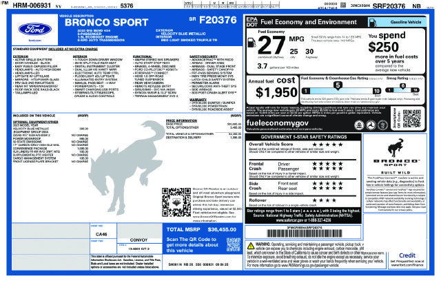 Used 2025 Ford Bronco Sport Big Bend w/ Convenience Package AWD/4WD image 35