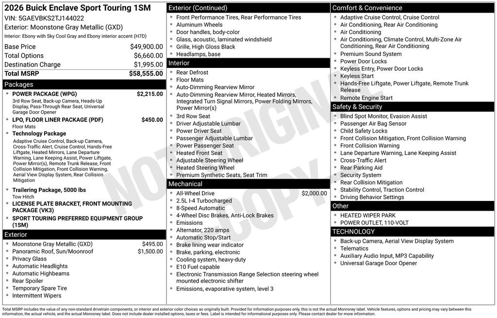 New 2026 Buick Enclave Sport Touring w/ Power Package AWD/4WD image 6