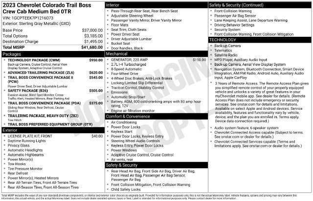 Used 2023 Chevrolet Colorado Trail Boss w/ Technology Package AWD/4WD image 33