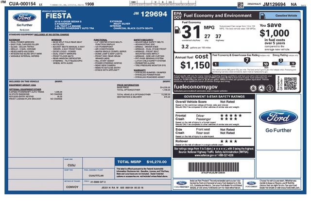 Used 2018 Ford Fiesta S FWD image 2
