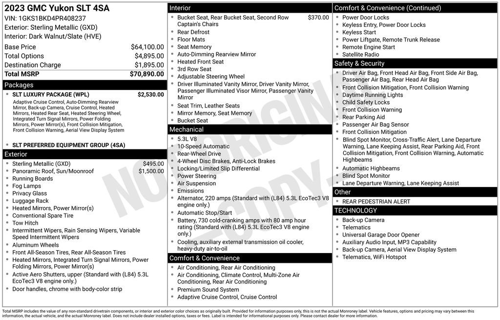 Certified 2023 GMC Yukon SLT w/ SLT Luxury Package RWD image 55