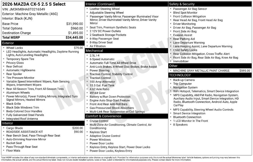 New 2026 MAZDA CX-5 Select AWD/4WD image 33