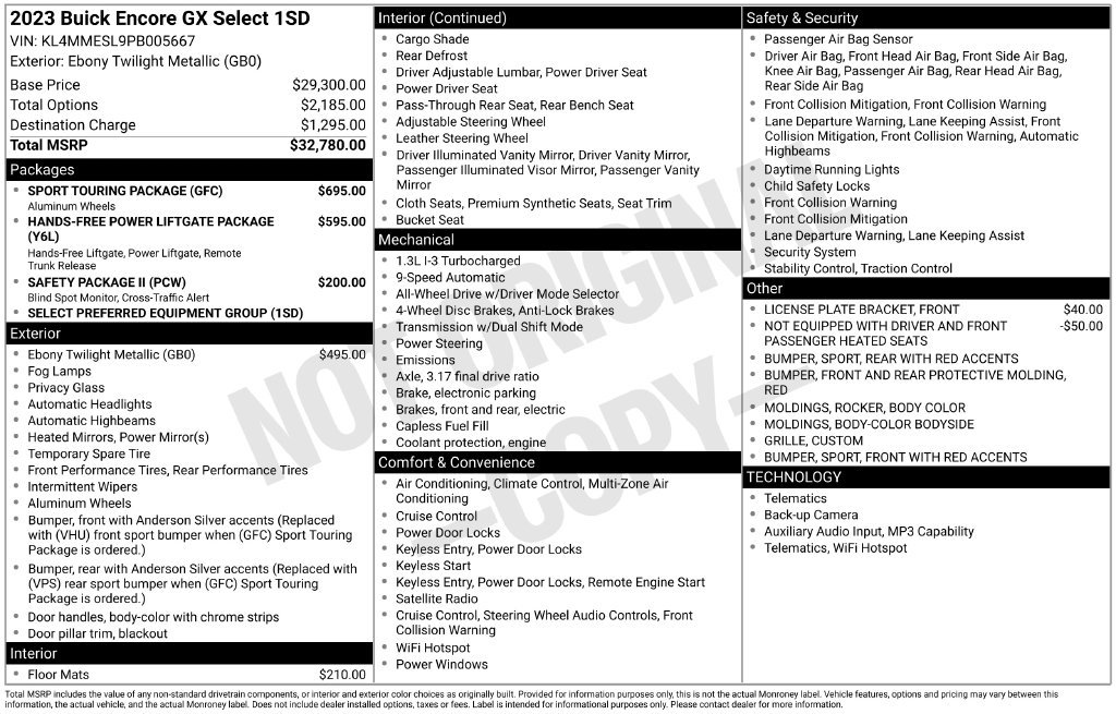 Used 2023 Buick Encore GX Select w/ Sport Touring Package AWD/4WD image 6