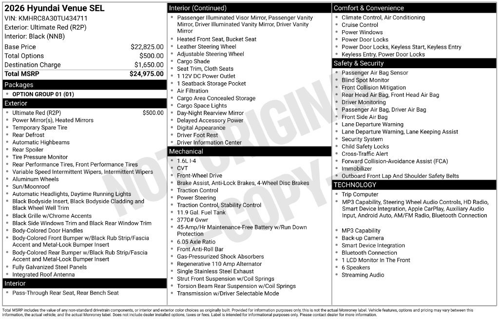 Used 2026 Hyundai Venue SEL FWD image 18