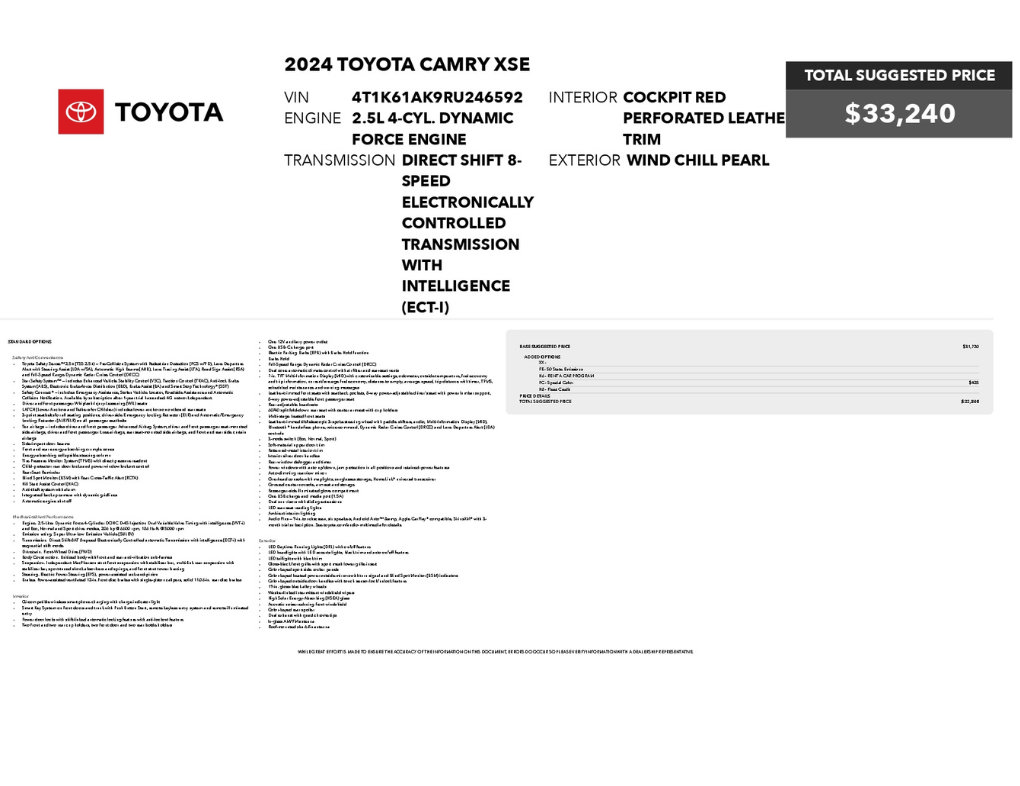 Used 2024 Toyota Camry XSE FWD image 2