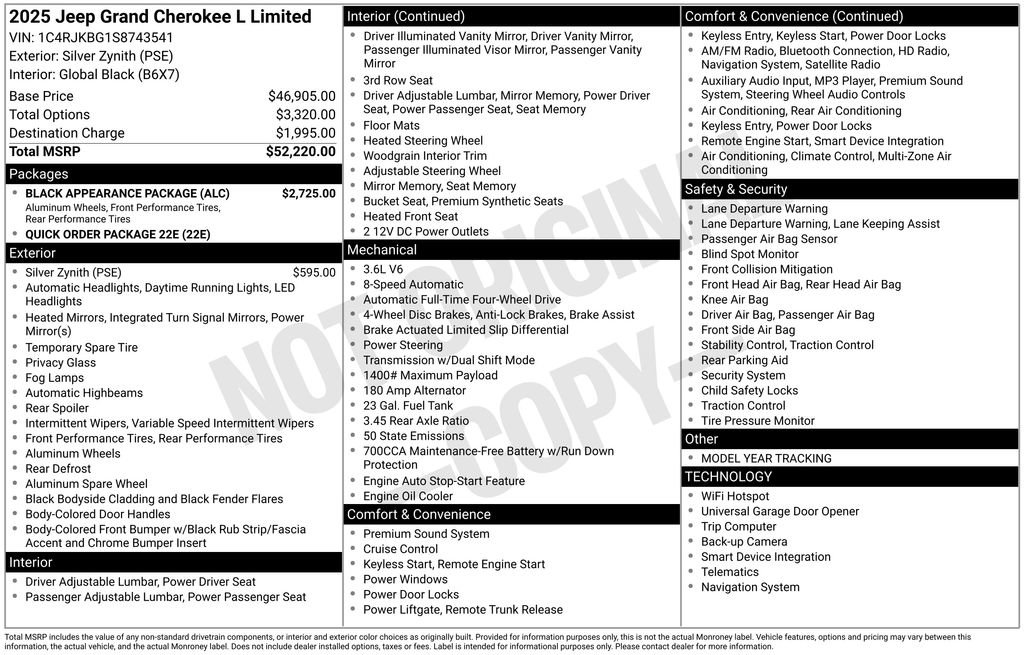 New 2025 Jeep Grand Cherokee L Limited w/ Black Appearance Package image 29