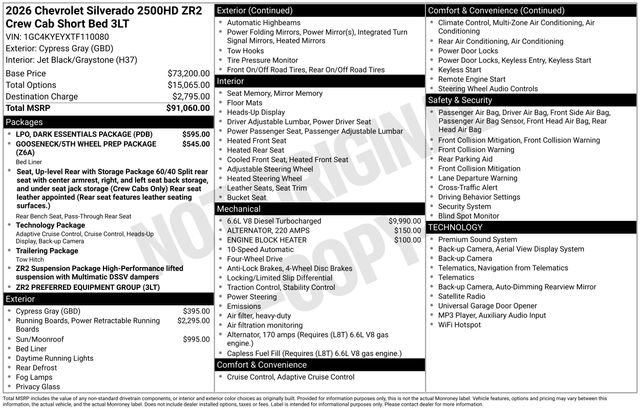 Used 2026 Chevrolet Silverado 2500 ZR2 w/ LPO, Dark Essentials Package AWD/4WD image 30