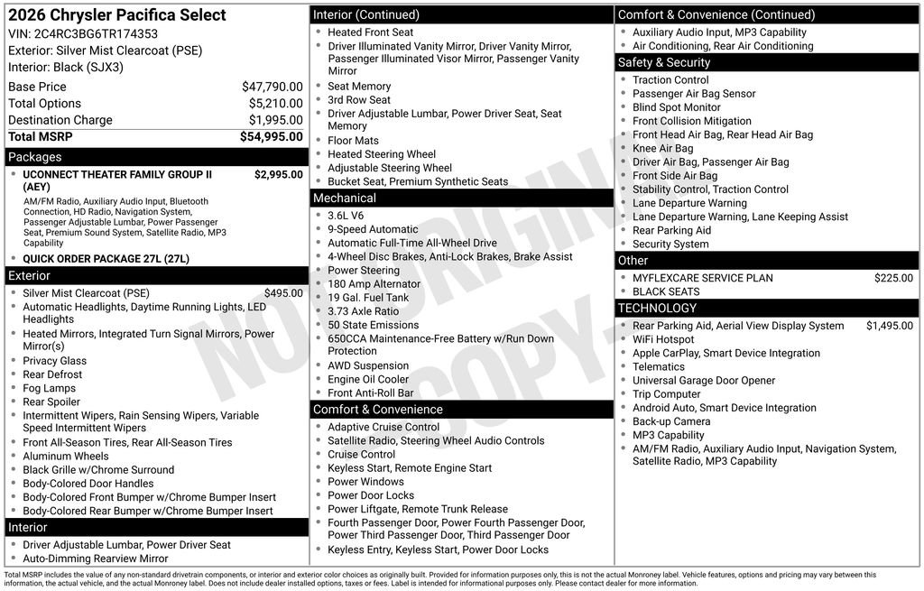 New 2026 Chrysler Pacifica Select AWD/4WD image 6