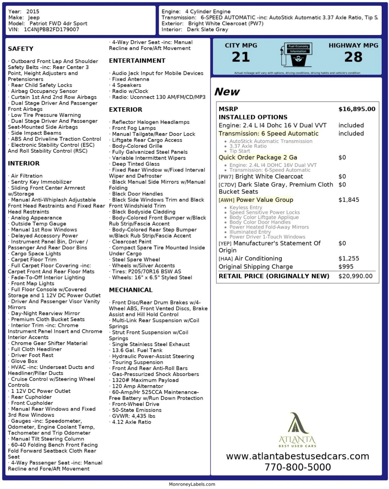 Used 2015 Jeep Patriot Sport w/ Power Value Group image 43