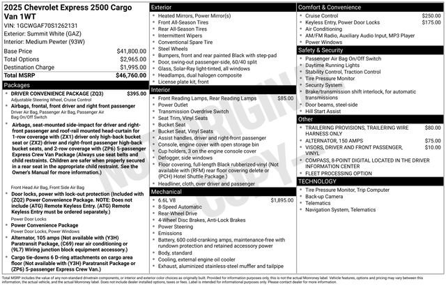 New 2025 Chevrolet Express 2500 w/ Driver Convenience Package image 6