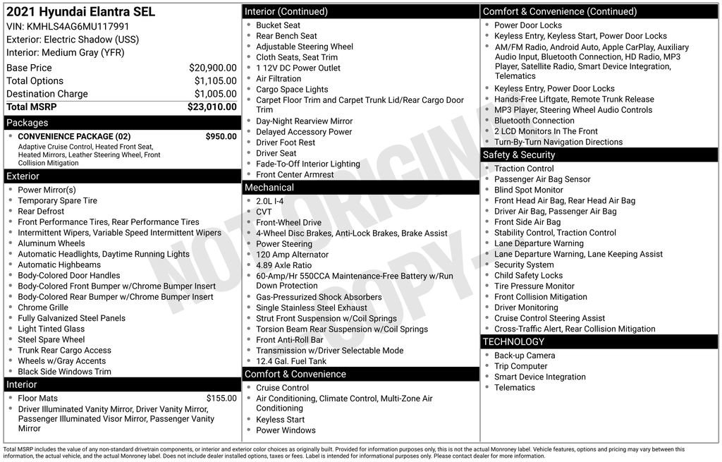 Certified 2021 Hyundai Elantra SEL w/ Convenience Package image 10