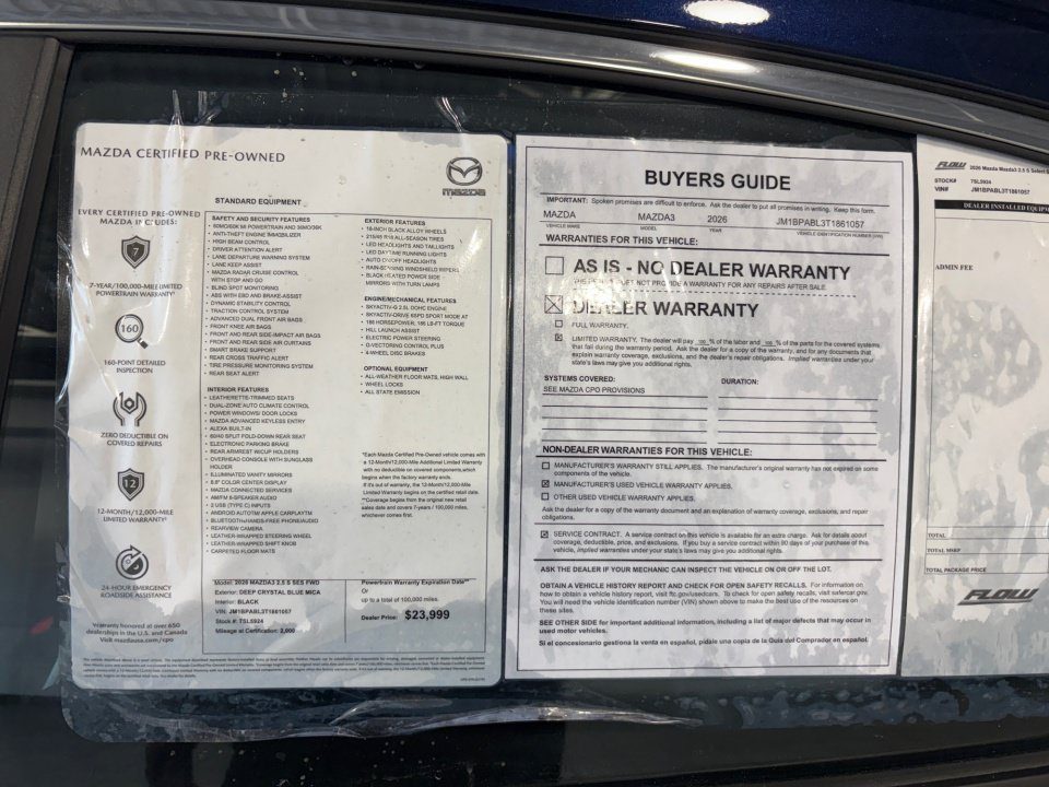 Certified 2026 MAZDA MAZDA3 s Sport FWD image 33