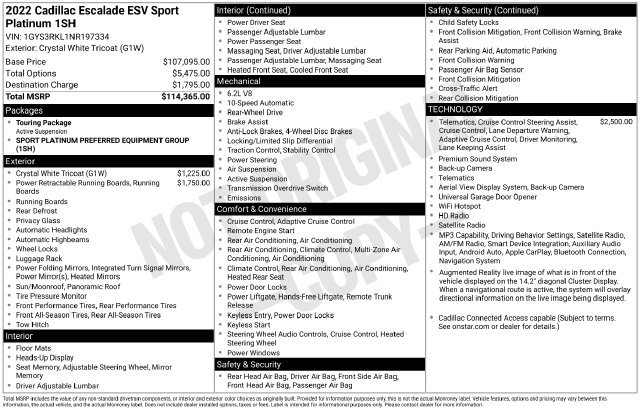 Used 2022 Cadillac Escalade ESV Sport Platinum RWD image 35