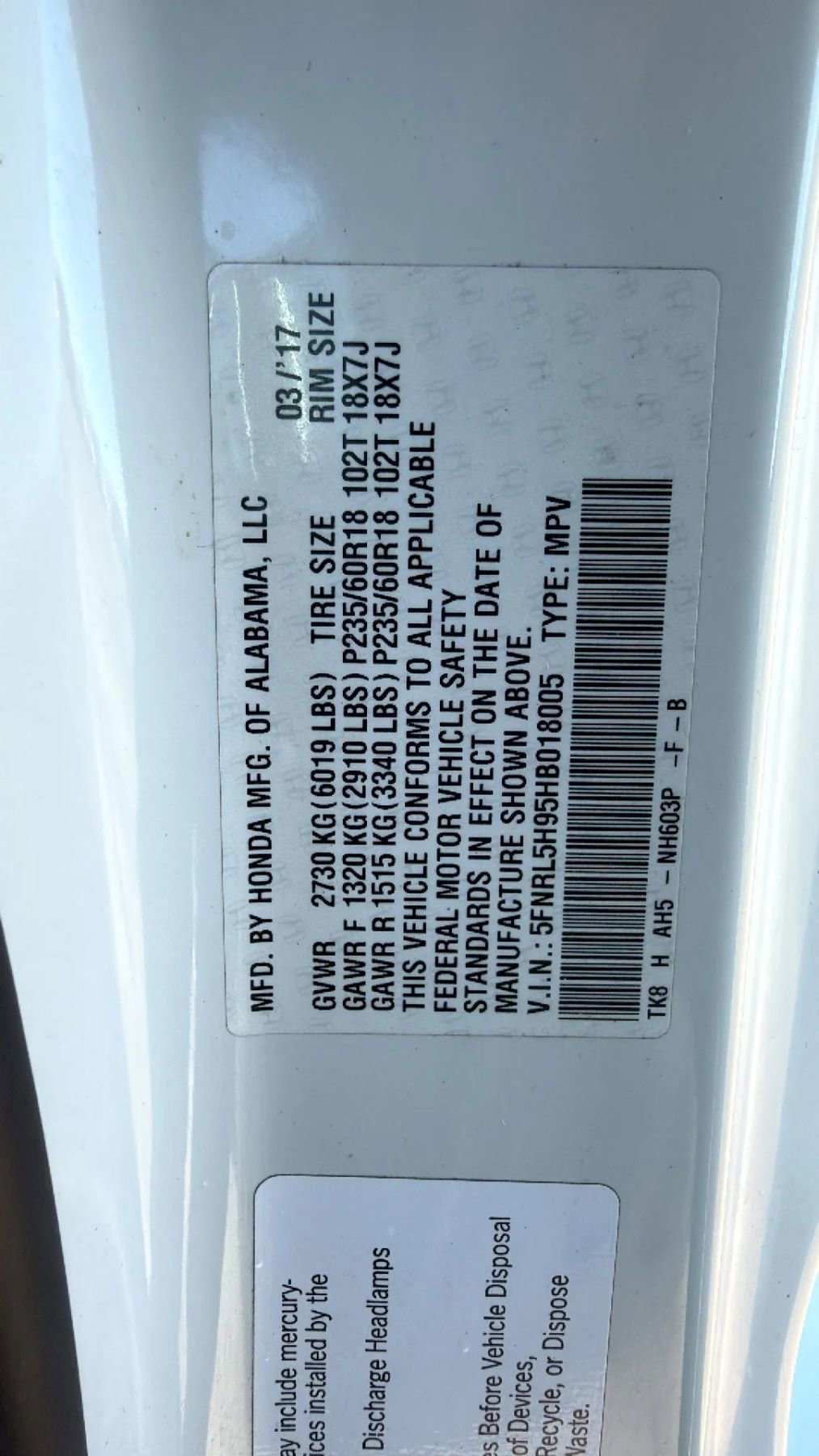 Used 2017 Honda Odyssey Touring Elite image 18