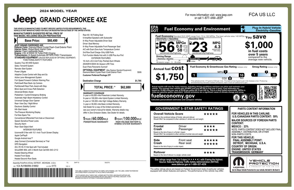 Used 2024 Jeep Grand Cherokee Limited 4xe AWD/4WD image 3