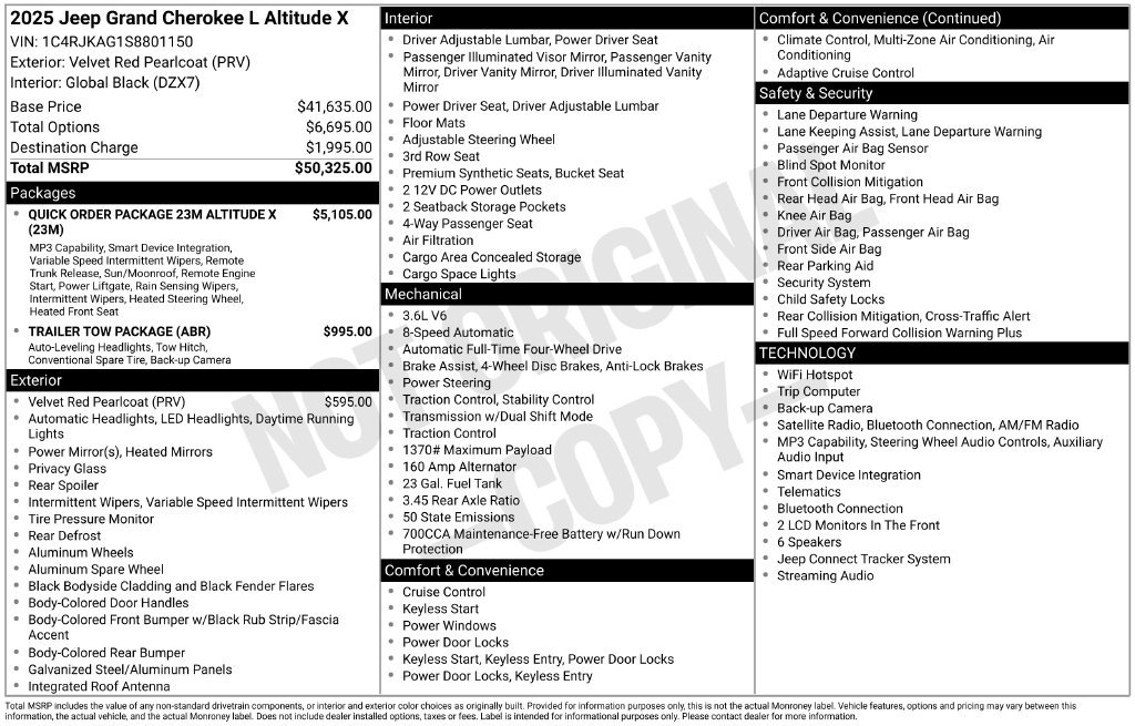 Certified 2025 Jeep Grand Cherokee L Altitude AWD/4WD image 18