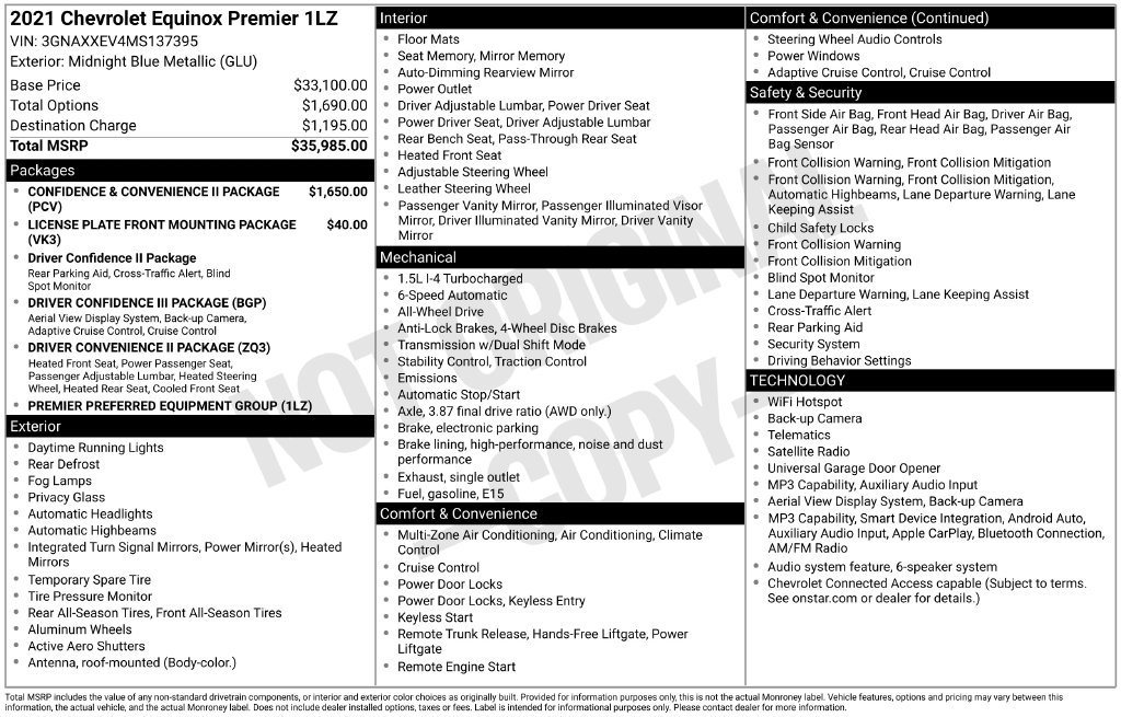 Used 2021 Chevrolet Equinox Premier AWD/4WD image 6